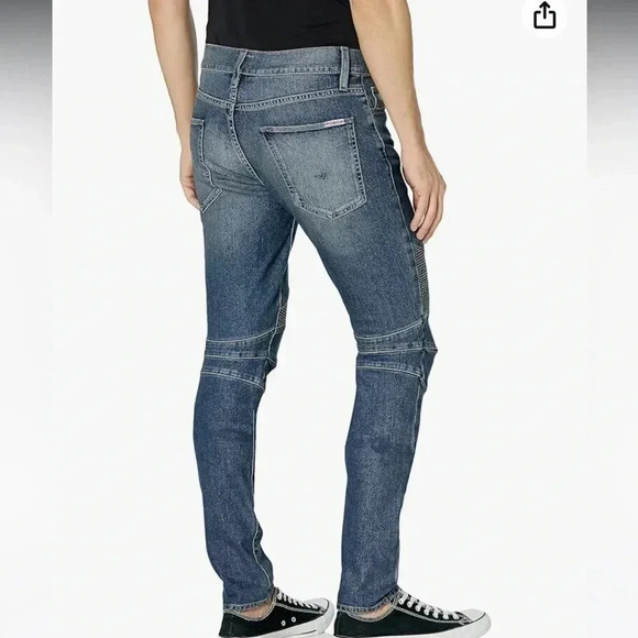Hudson Ethan Biker Skinny Medium Wash Denim Jeans Size 42 - Picture 3 of 13